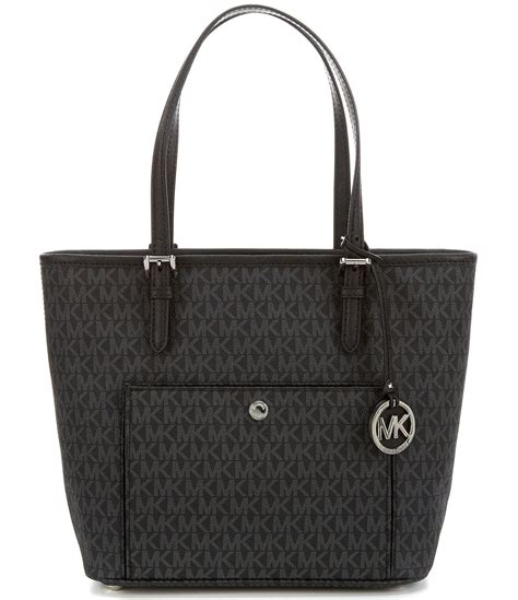 michael michael kors jet set medium snap pocket tote black|Michael Kors black medium tote.